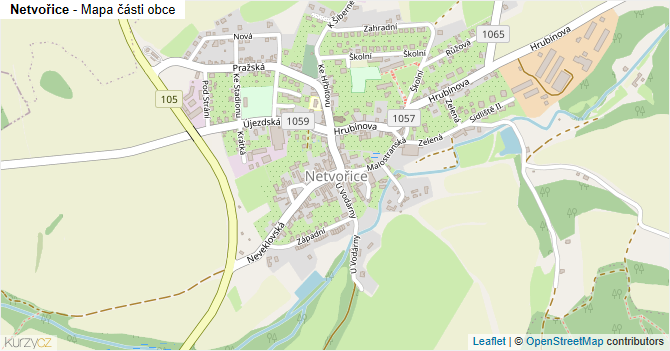 Netvořice - mapa části obce