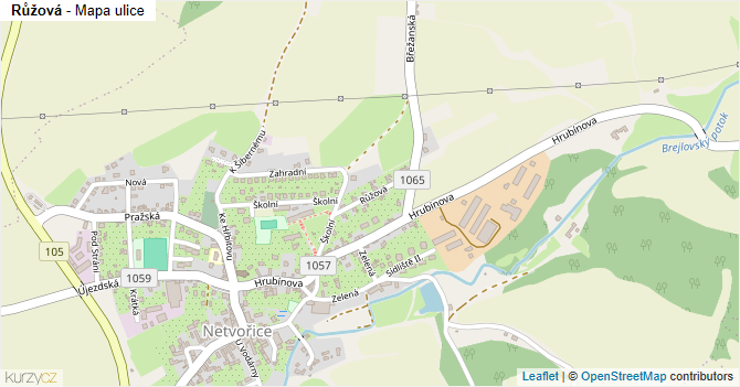 Růžová - mapa ulice