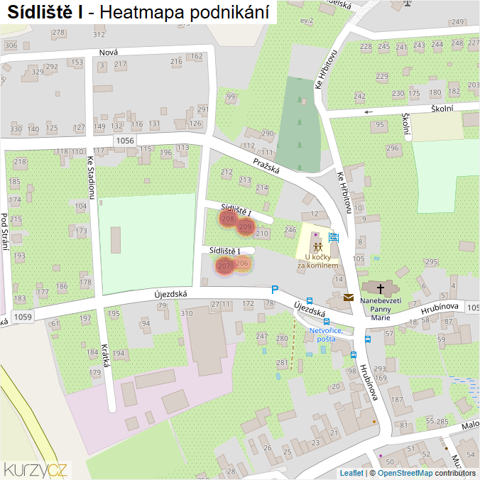 Mapa Sídliště I - Firmy v ulici.