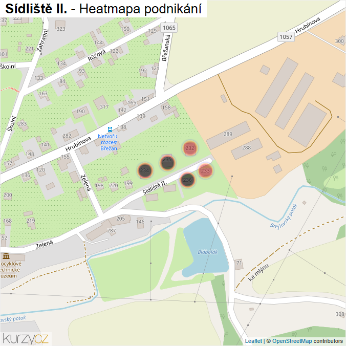 Mapa Sídliště II. - Firmy v ulici.