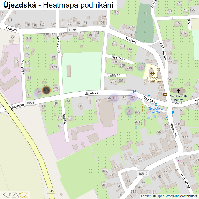 Mapa Újezdská - Firmy v ulici.