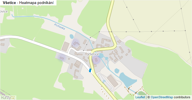 Všetice - mapa podnikání