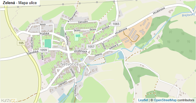 Zelená - mapa ulice