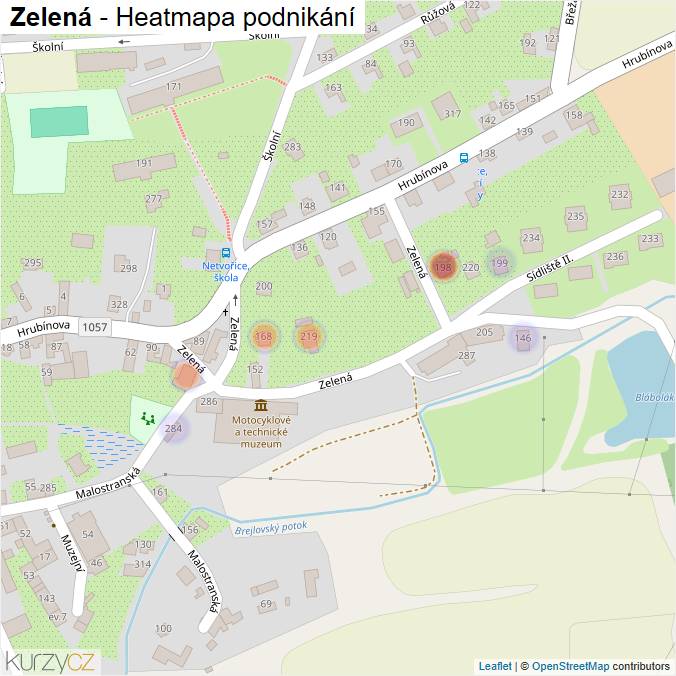 Mapa Zelená - Firmy v ulici.