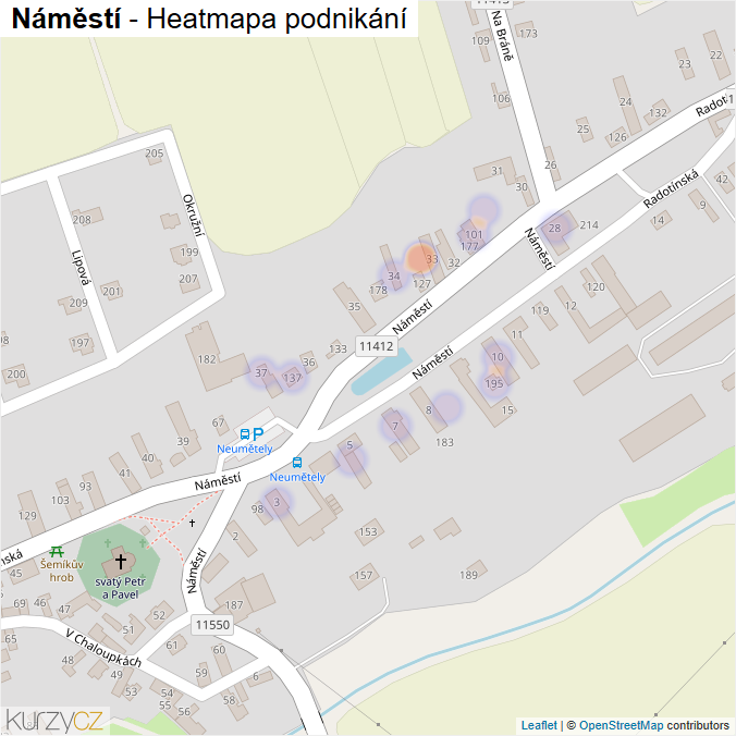 Mapa Náměstí - Firmy v ulici.