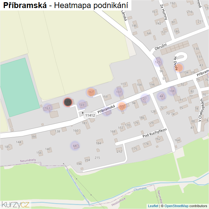 Mapa Příbramská - Firmy v ulici.