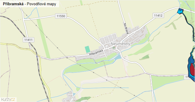 Příbramská - záplavové mapy stoleté vody