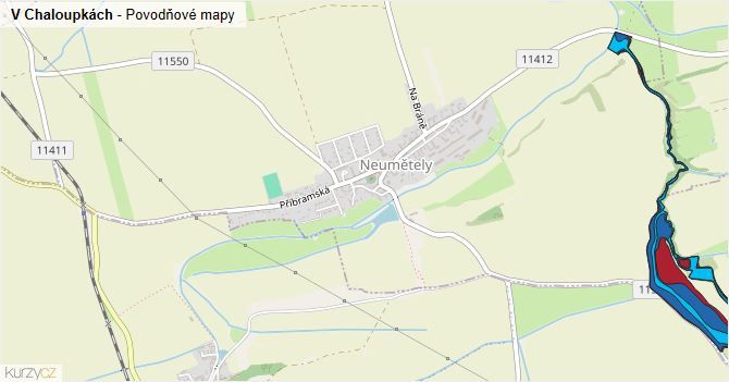 V Chaloupkách - záplavové mapy stoleté vody