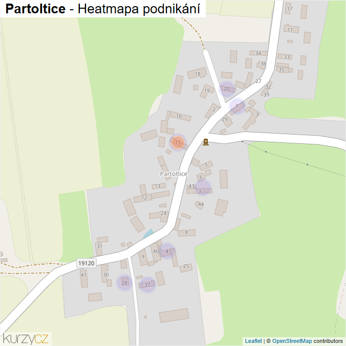 Mapa Partoltice - Firmy v části obce.