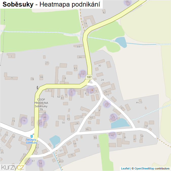 Mapa Soběsuky - Firmy v části obce.