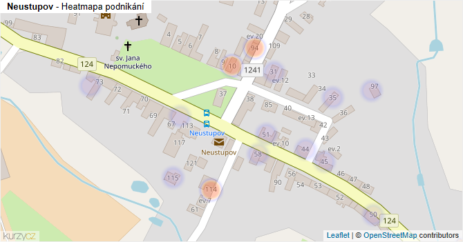 Neustupov - mapa podnikání