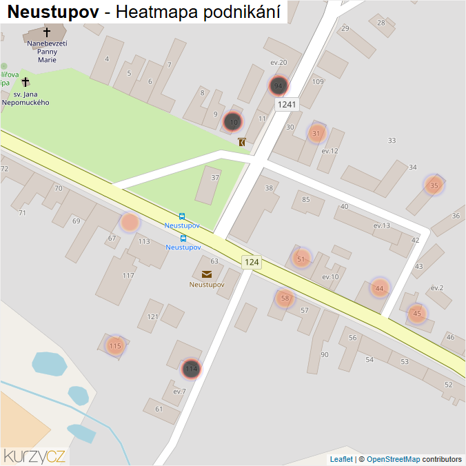 Mapa Neustupov - Firmy v obci.