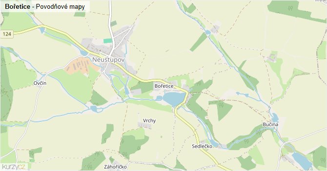 Bořetice - záplavové mapy stoleté vody