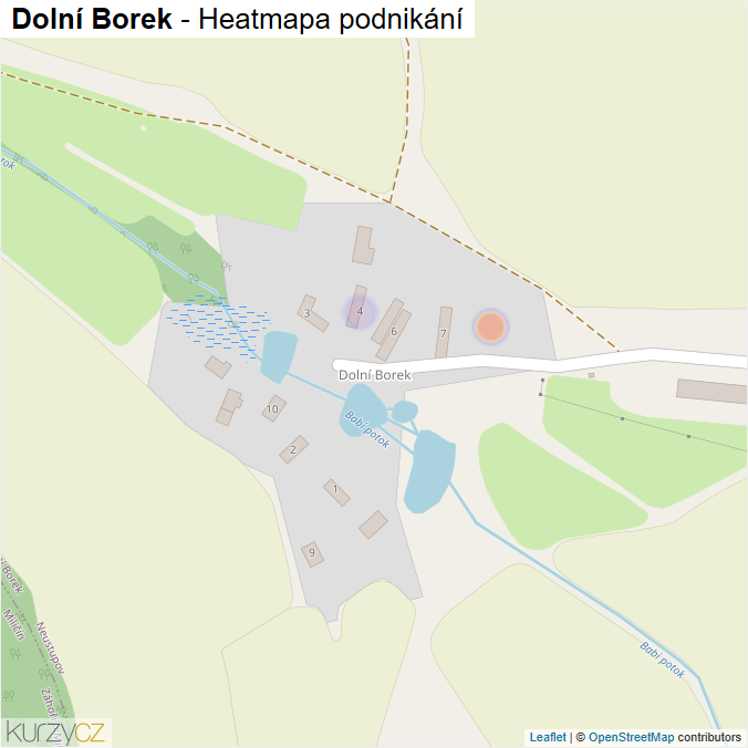 Mapa Dolní Borek - Firmy v části obce.