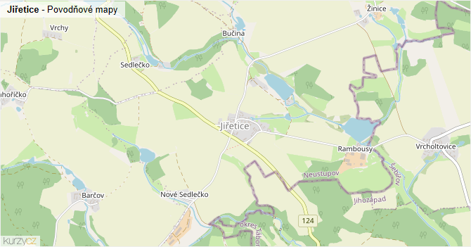 Jiřetice - záplavové mapy stoleté vody