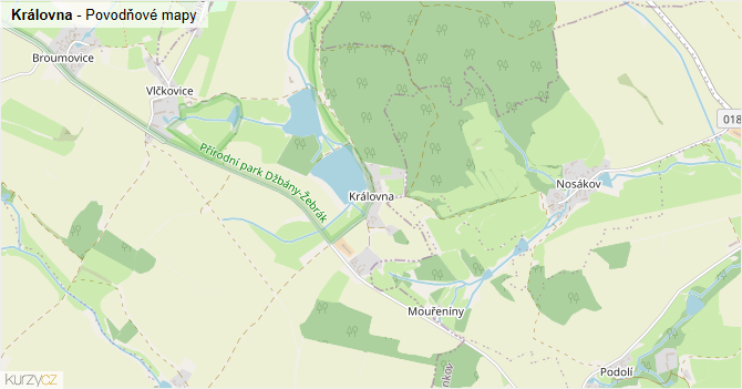 Královna - záplavové mapy stoleté vody