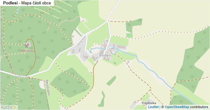 Podlesí - mapa části obce