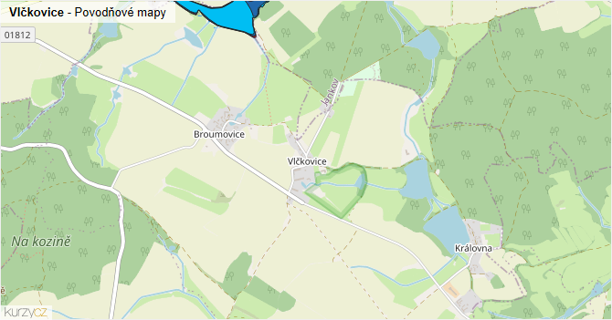 Vlčkovice - záplavové mapy stoleté vody