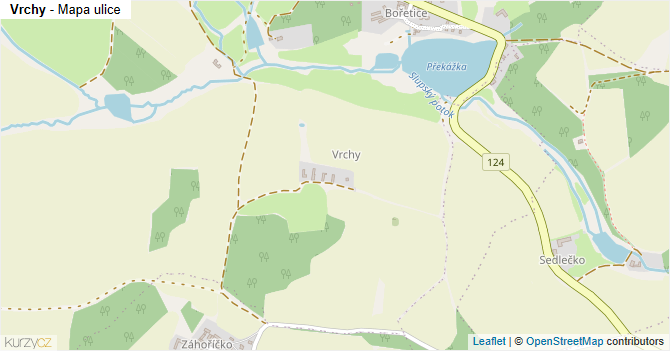 Vrchy - mapa ulice