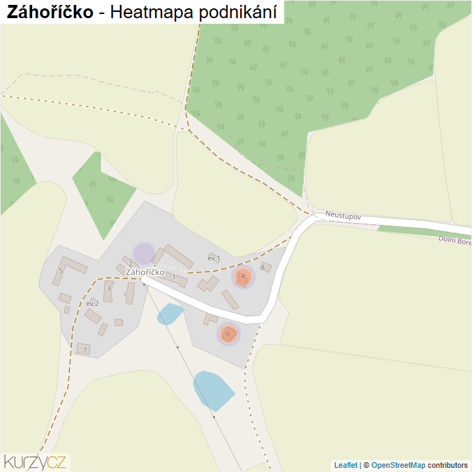 Mapa Záhoříčko - Firmy v části obce.
