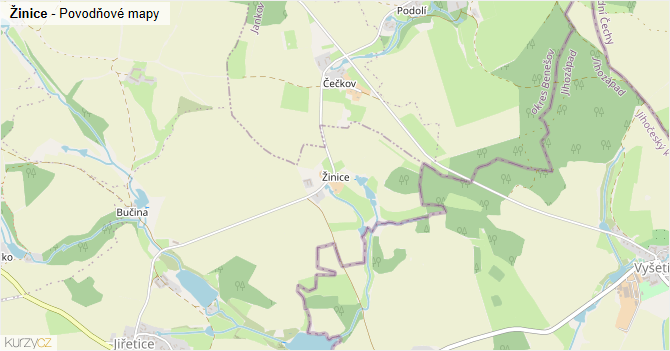 Žinice - záplavové mapy stoleté vody