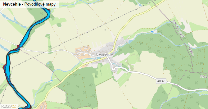 Nevcehle - záplavové mapy stoleté vody