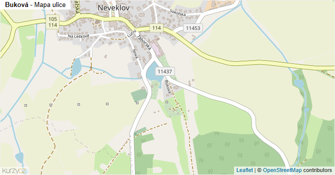 Buková - mapa ulice