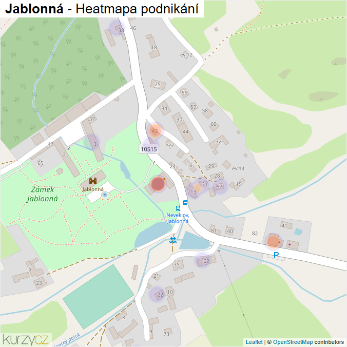 Mapa Jablonná - Firmy v části obce.