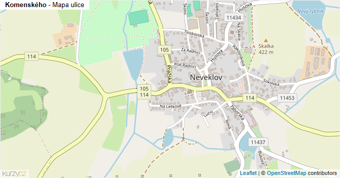 Komenského - mapa ulice