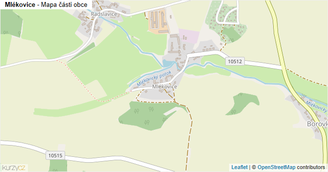 Mlékovice - mapa části obce