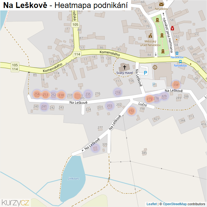 Mapa Na Leškově - Firmy v ulici.
