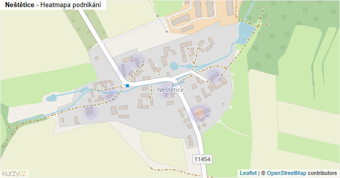 Neštětice - mapa podnikání