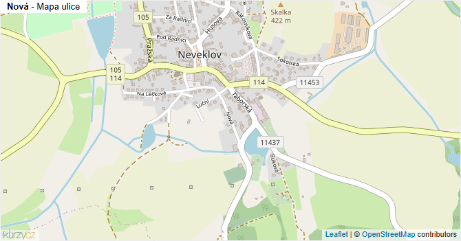 Nová - mapa ulice