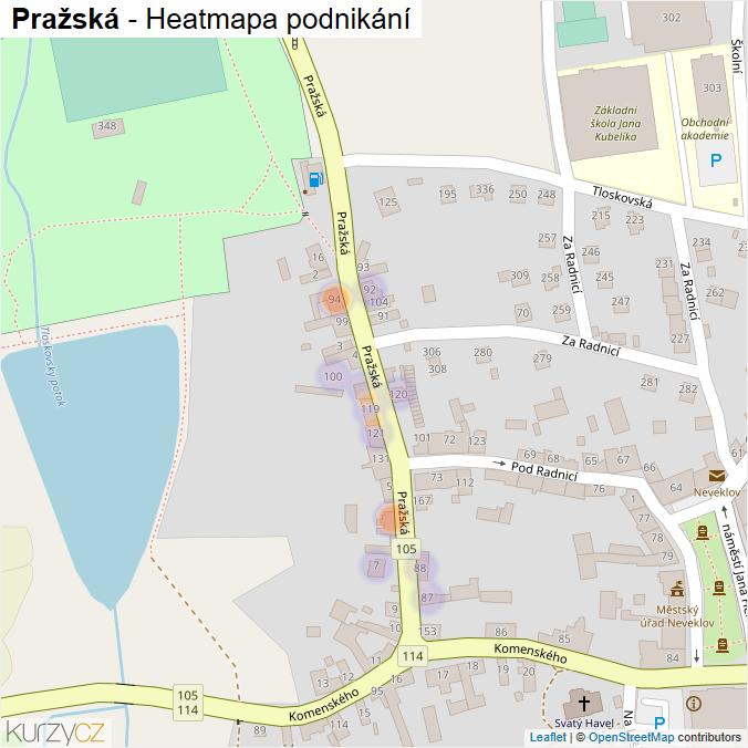 Mapa Pražská - Firmy v ulici.