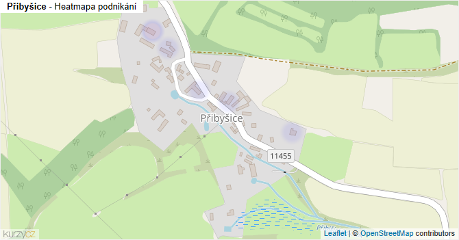 Přibyšice - mapa podnikání