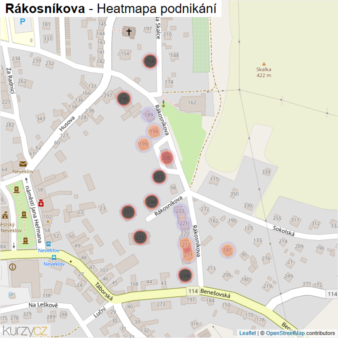 Mapa Rákosníkova - Firmy v ulici.
