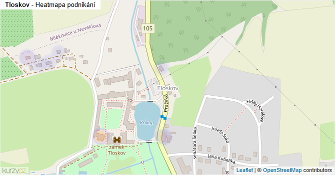 Tloskov - mapa podnikání