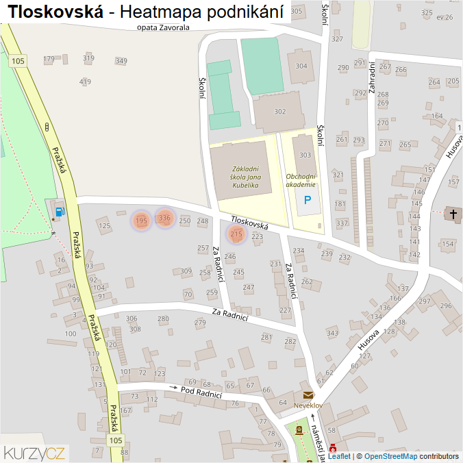 Mapa Tloskovská - Firmy v ulici.