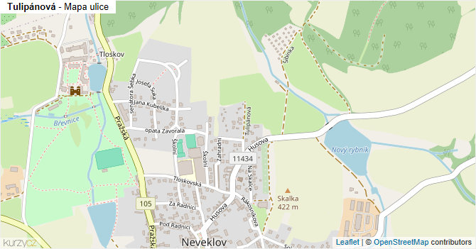 Tulipánová - mapa ulice