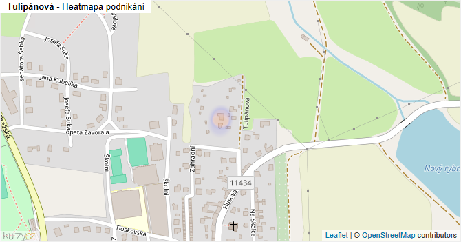 Tulipánová - mapa podnikání
