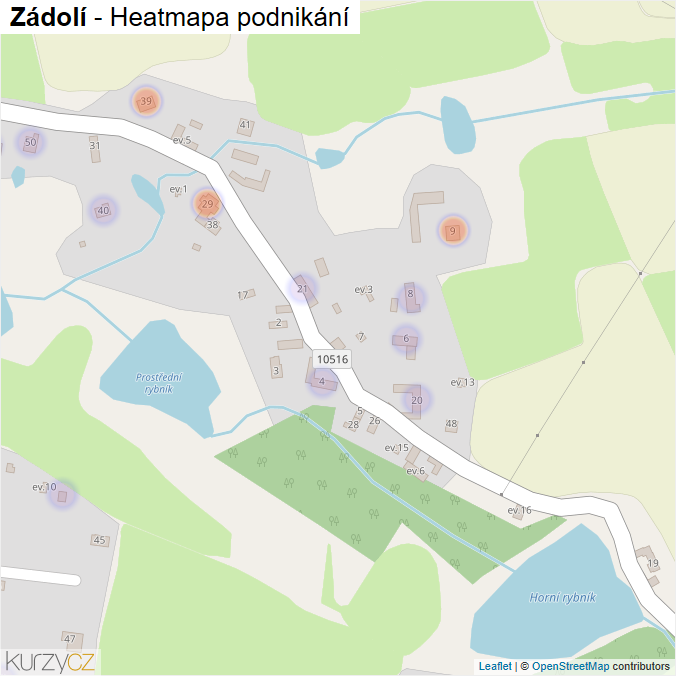 Mapa Zádolí - Firmy v části obce.