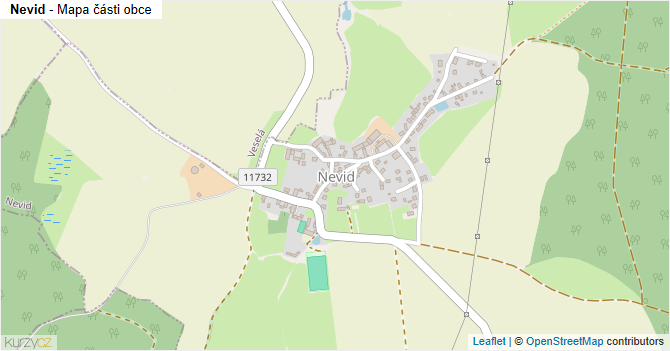 Nevid - mapa části obce