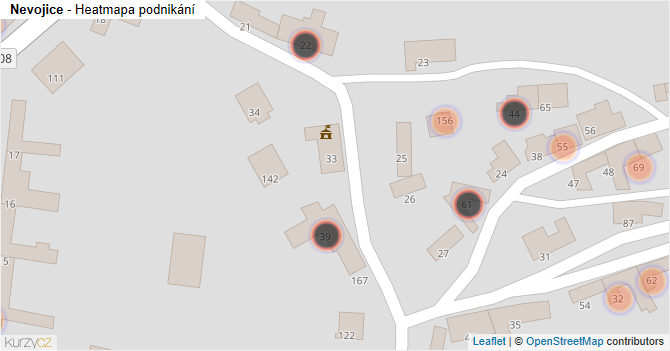 Nevojice - mapa podnikání