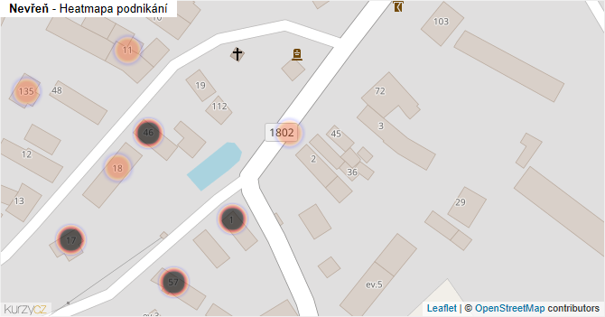 Nevřeň - mapa podnikání