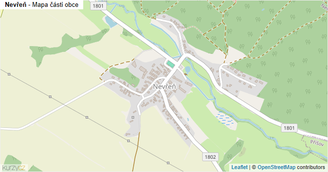 Nevřeň - mapa části obce