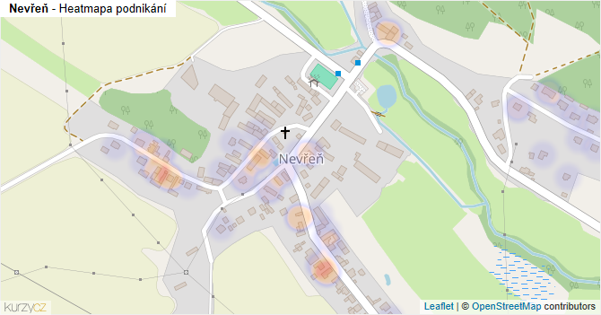 Nevřeň - mapa podnikání