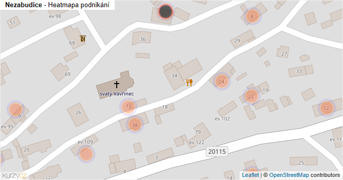 Nezabudice - mapa podnikání