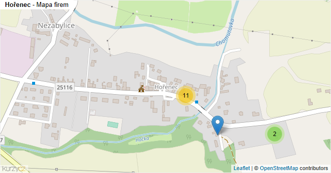 Hořenec - mapa firem