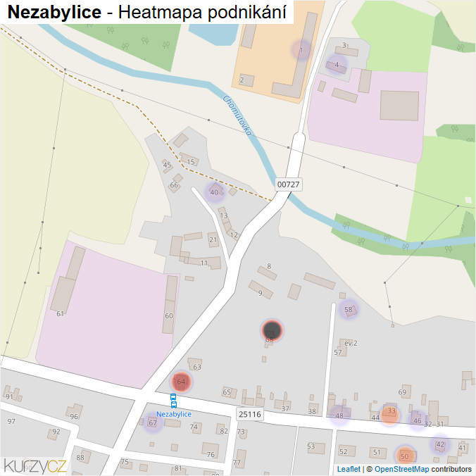 Mapa Nezabylice - Firmy v části obce.