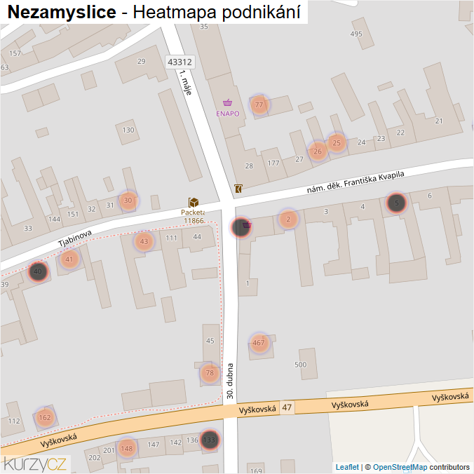 Mapa Nezamyslice - Firmy v obci.